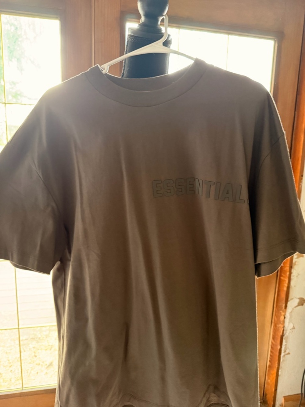 Essentials Olive Green Embossed Logo Short Sleeve Tee